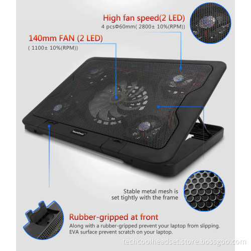 5.6 laptop cooler stand 5 LED fan notebook cooling pad with speed control